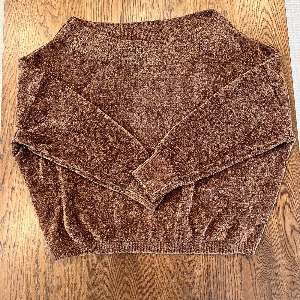 WITTY Fox womens Chenille Sweater Chestnut Brown Drop Shoulder Size Medium